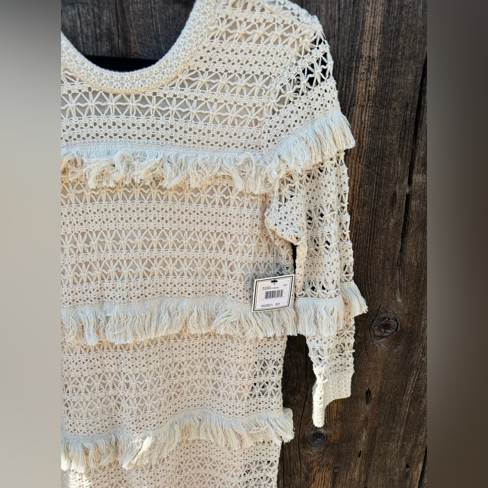 NWT Volcom Stone Row Cocoknit Dress Crochet Cream Bohemian Beach Knit Dress - Picture 8 of 10